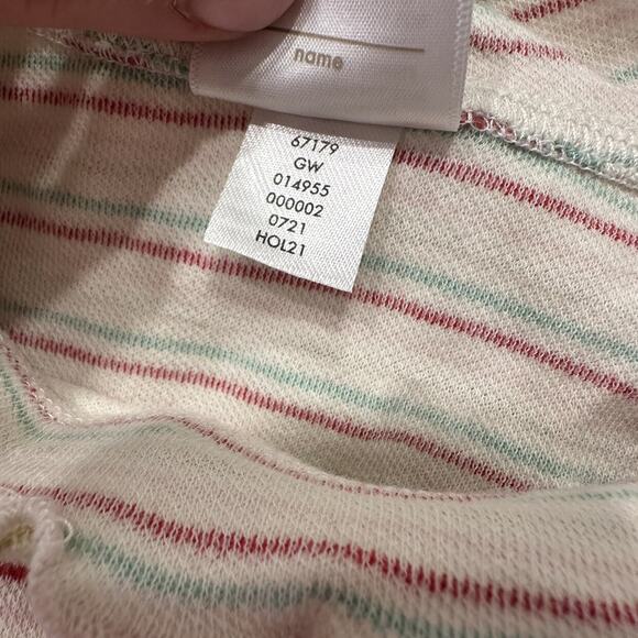 Hanna Andersson Ecru Lurex Stripe Ribbed Holiday Dress - Picture 7 of 8